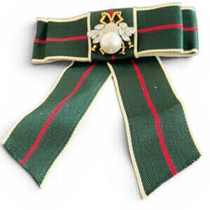 Luxury Designer Hair Clip Barrett Bow Embellished Bee Pearl Green Red Guc cci